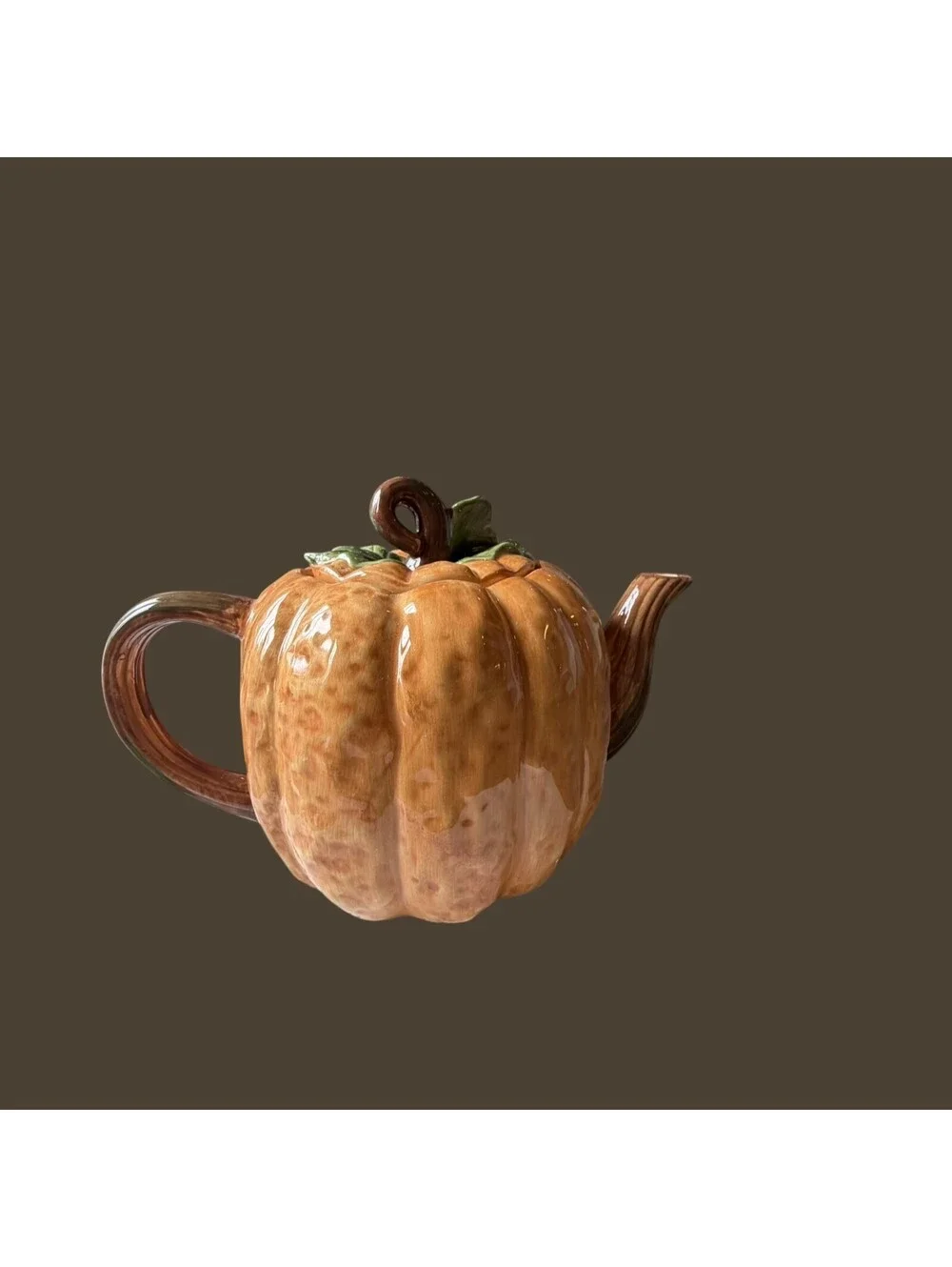 Vintage Hearth And Home Designs Glazed Ceramic Pumpkin Teapot 9 3/4